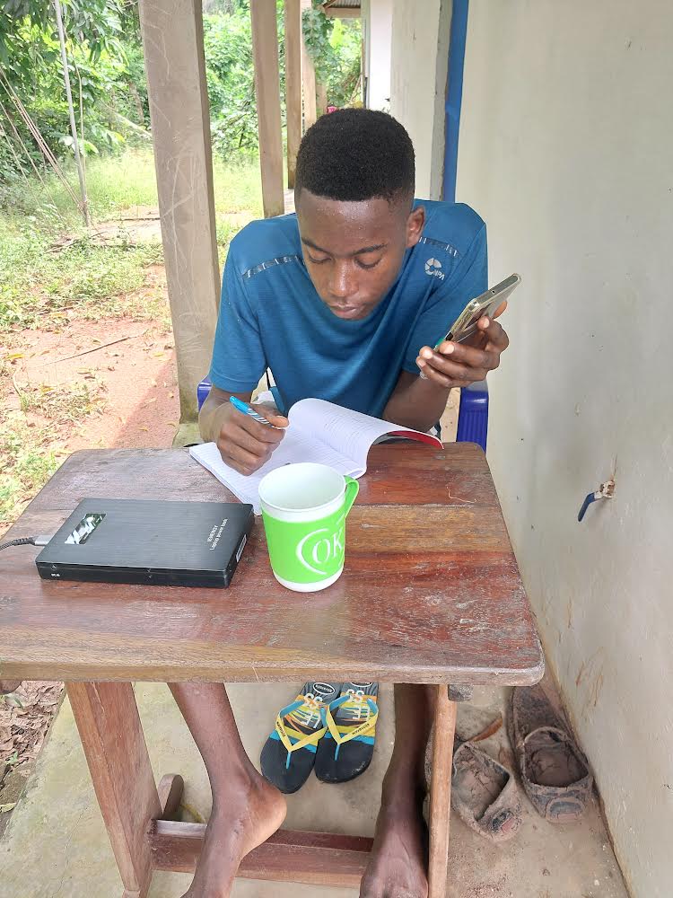 A student studying with a tablet